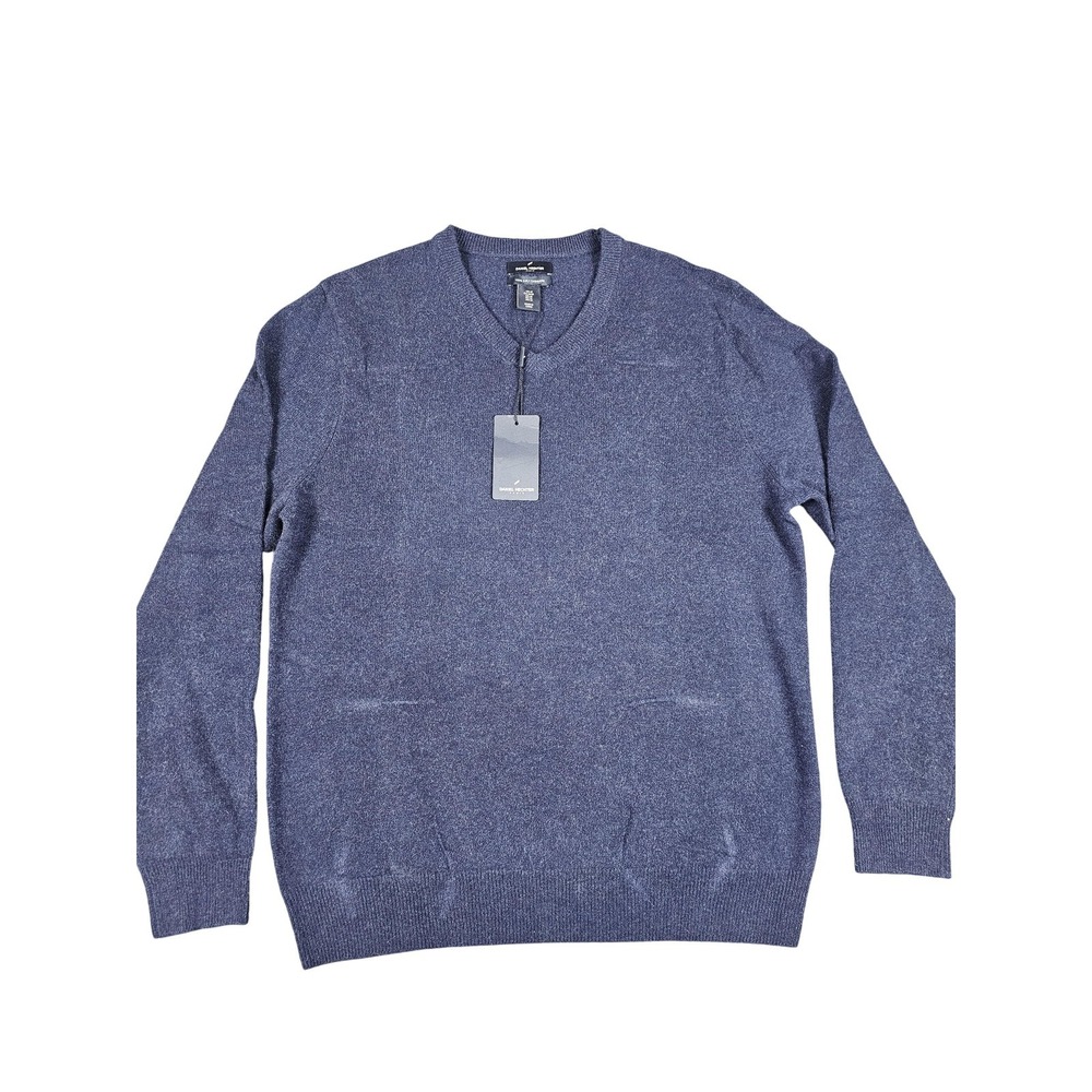 Daniel Hechter Sweater Mens Medium Blue 100% 2-Ply Cashmere Pullover V Neck New